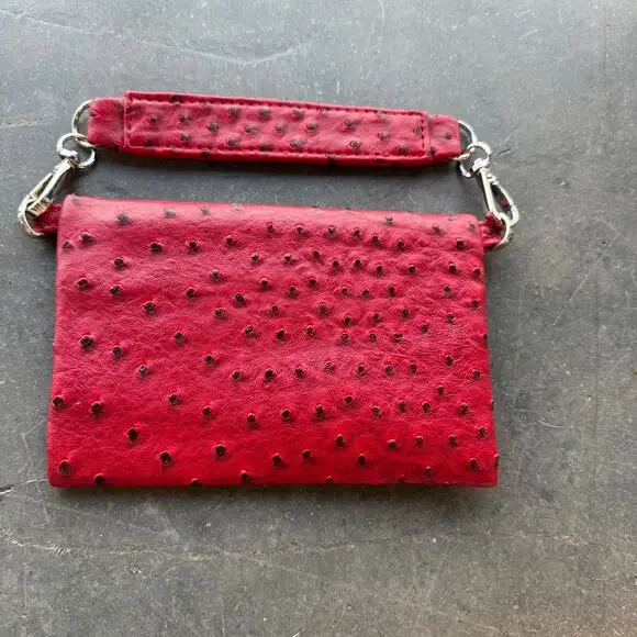 Vintage Y2k Red Crocodile Clutch Mini Wristlet Wallet Preppy Americana Purse - Picture 2 of 5